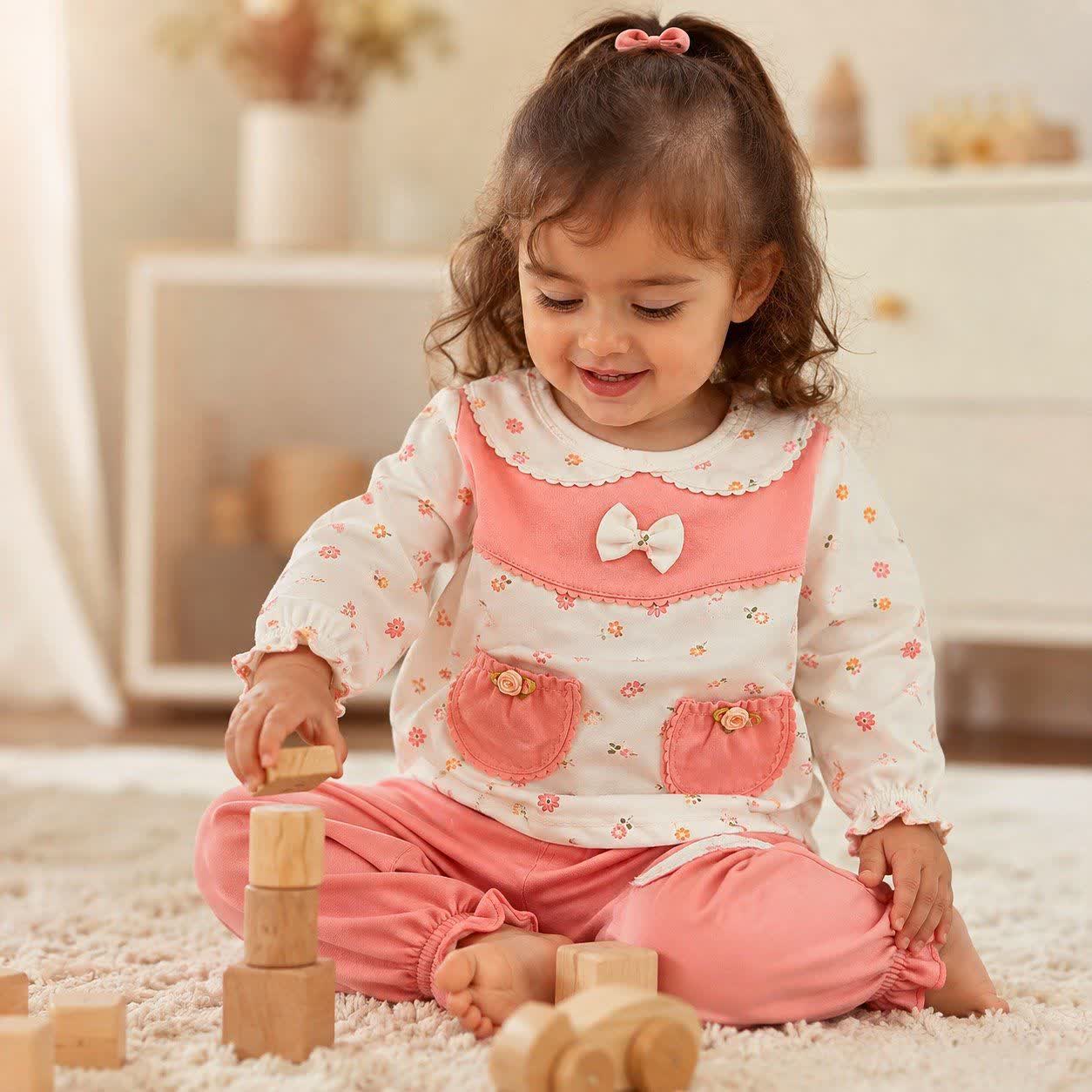 بلوزشلوار دوجیب گلبهی